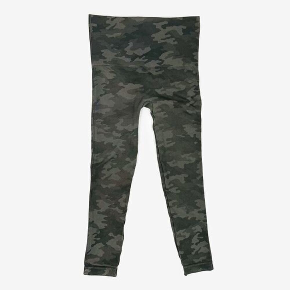 Spanx Look At Me Now Cropped Leggings Size S Seamless Green Camo Gym‎ Workout